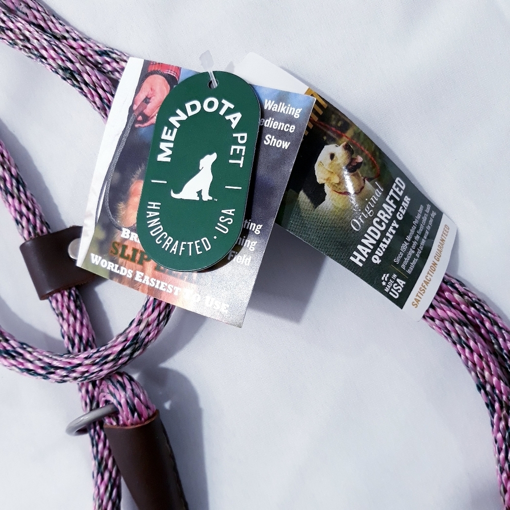 Mendota Pet Pink and Gray Rope Dog Leash Large New with Tag